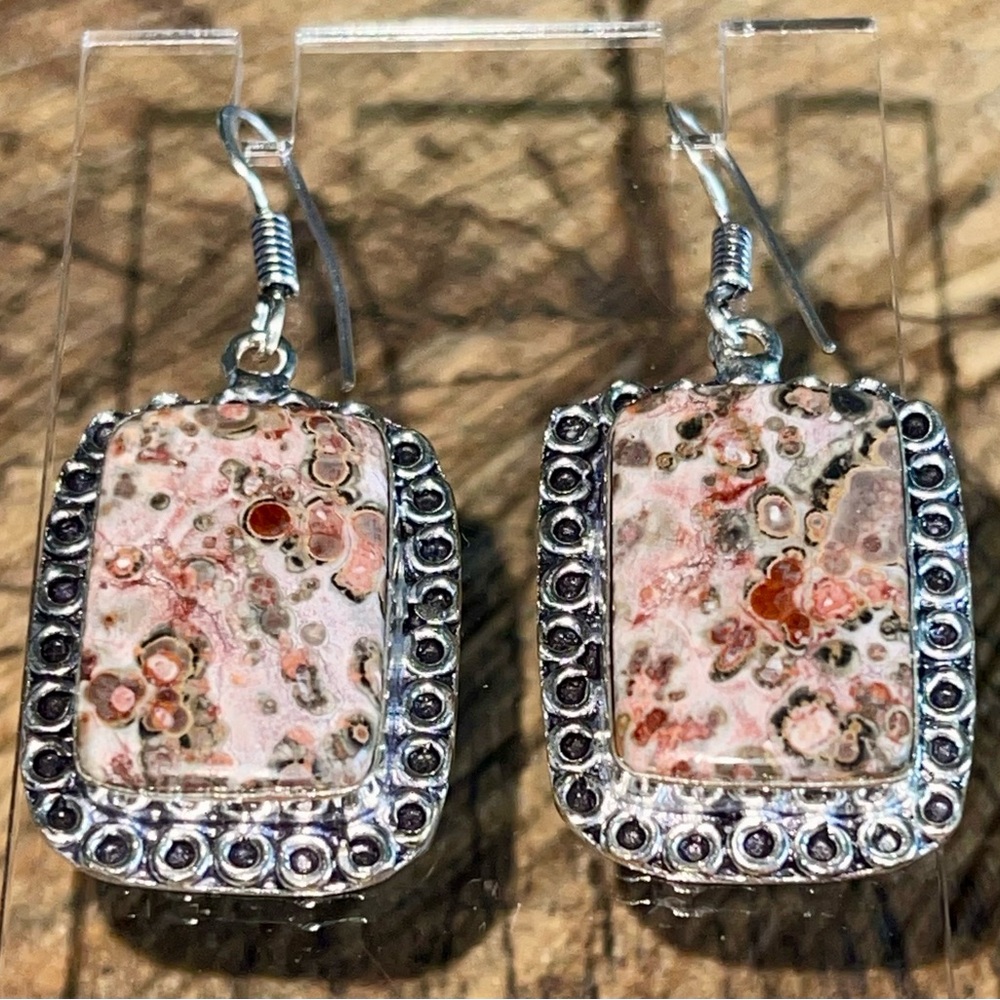 Jaguar Stone Jasper Earrings 1 7/8”